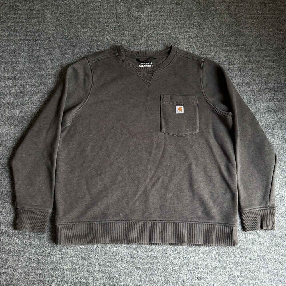 Carhartt Relaxed Fit Crewneck Sweatshirt Pocket Gray Workwear 103925 Men’s XL